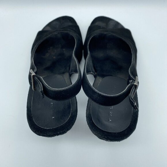 Truflex Black Suede Open Toe Sandal Size 8.5 Kohls Box ID 612 Enzo Strappy - Picture 3 of 12